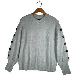 Who What Where Women Size M Sweater Sea foam Green Soft Wool Blend Button Sleeve